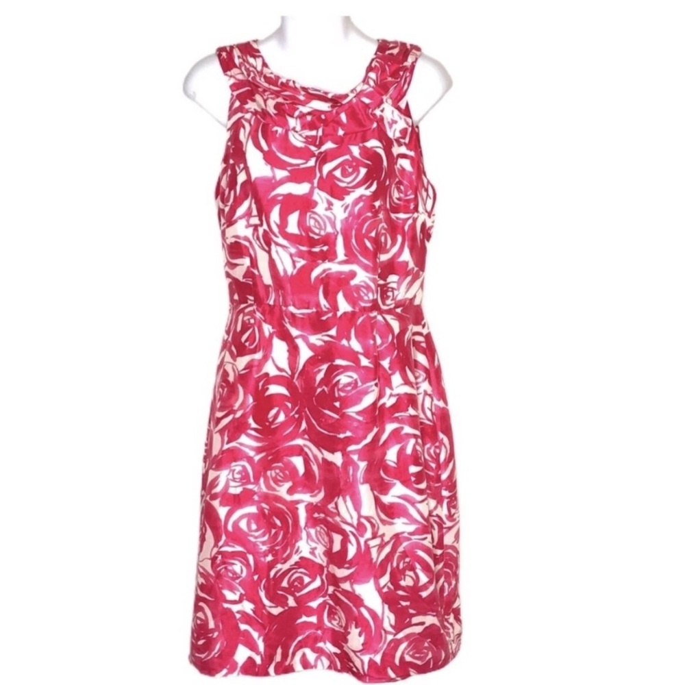 Kate Spade Rose Print Mini Dress in Pink and White
